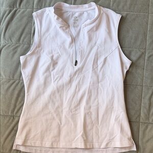 White Sleeveless Zip-Front Golf Tank